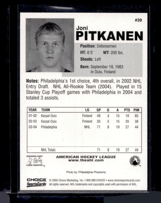 2004-05 Choice AHL Future Stars - Joni Pitkanen #39