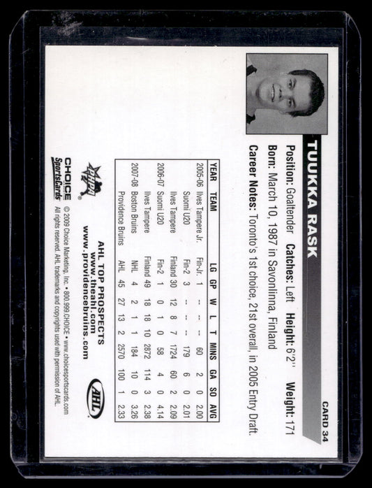 2008-09 Choice AHL Top Prospects - Tuukka Rask #34