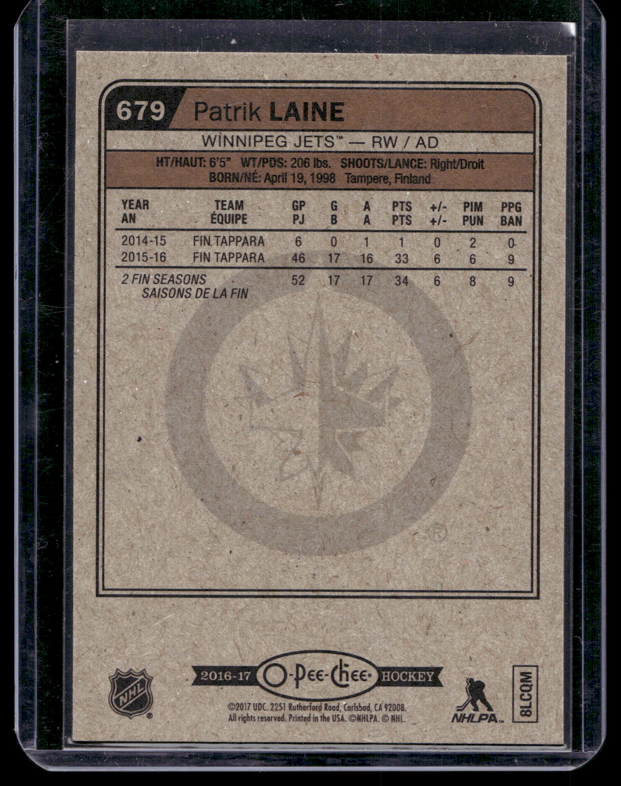 2016-17 Upper Deck - O-Pee-Chee Update - Marquee Rookies - Patrik Laine #679 RC