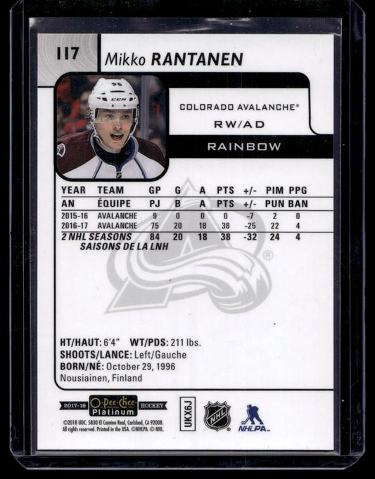 2017-18 Upper Deck OPC Platinum - Rainbow - Mikko Rantanen #117