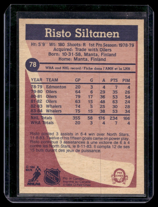 1984-85 O-Pee-Chee - Risto Siltanen #78