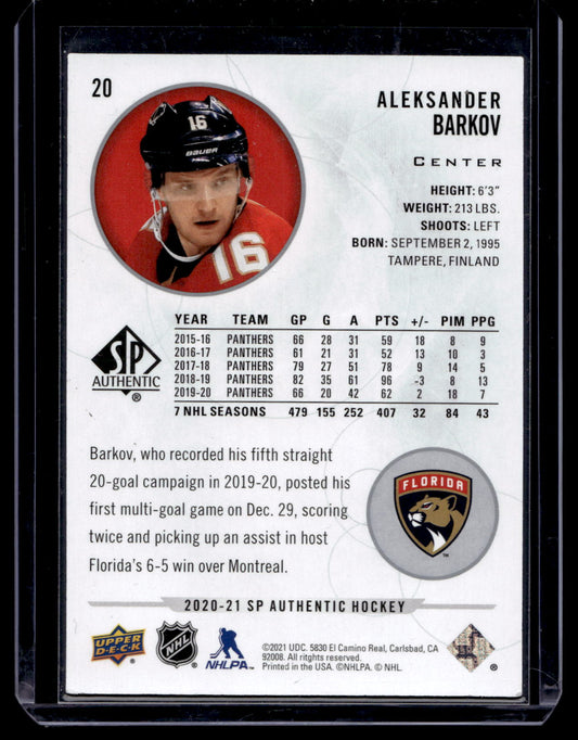 2020-21 Upper Deck SP Authentic - Aleksander Barkov #20