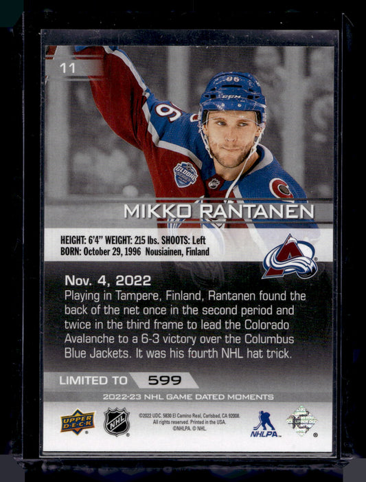 2022-23 Upper Deck Game Dated Moments - Mikko Rantanen #11