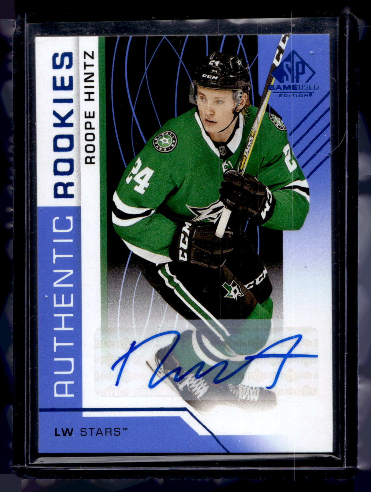 2018-19 Upper Deck SP Game Used - Blue Auto - Authentic Rookies - Roope Hintz #138 RC