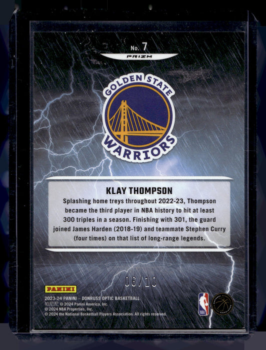 2023-24 Panini Donruss Optic - Raining 3s - Gold Prizm - Klay Thompson #7 /10