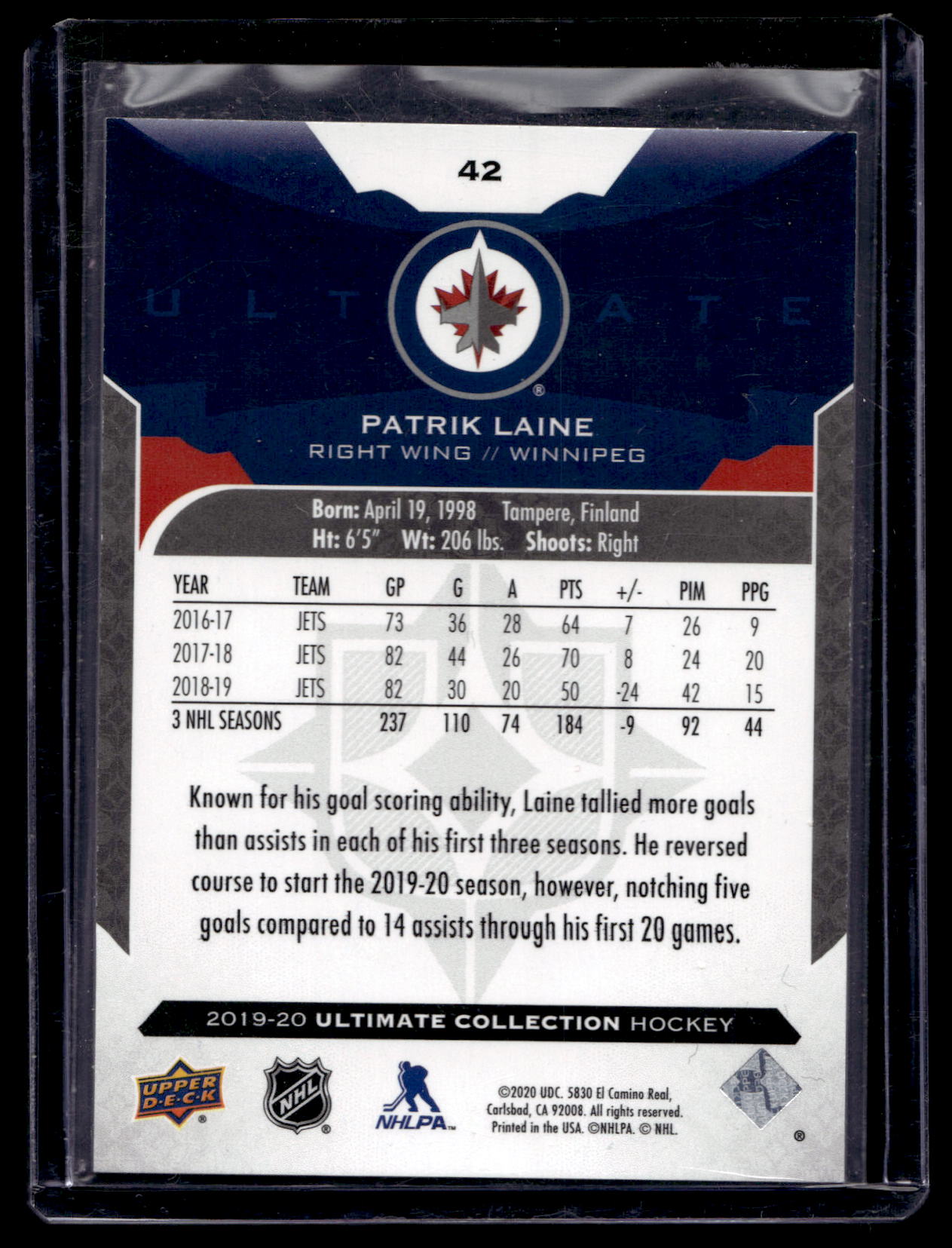 2019-20 Upper Deck Ultimate Collection - Patrik Laine #42 /149