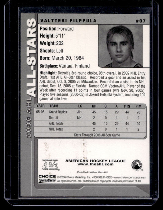 2005-06 Choice AHL All-Stars - Valtteri Filppula #07 RY