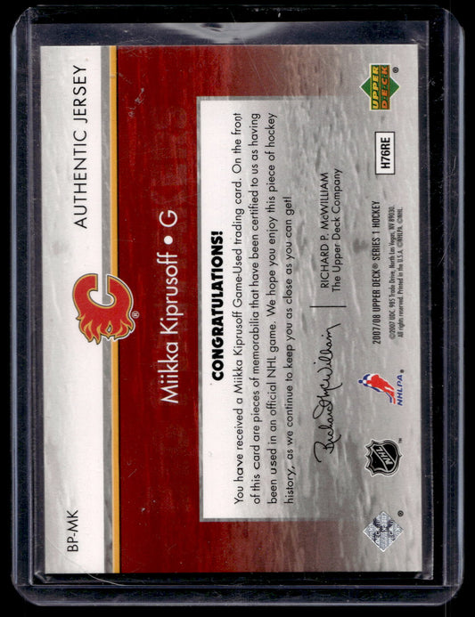 2007-08 Upper Deck - Big Playmakers Jersey - Miikka Kiprusoff #BP-MK /50