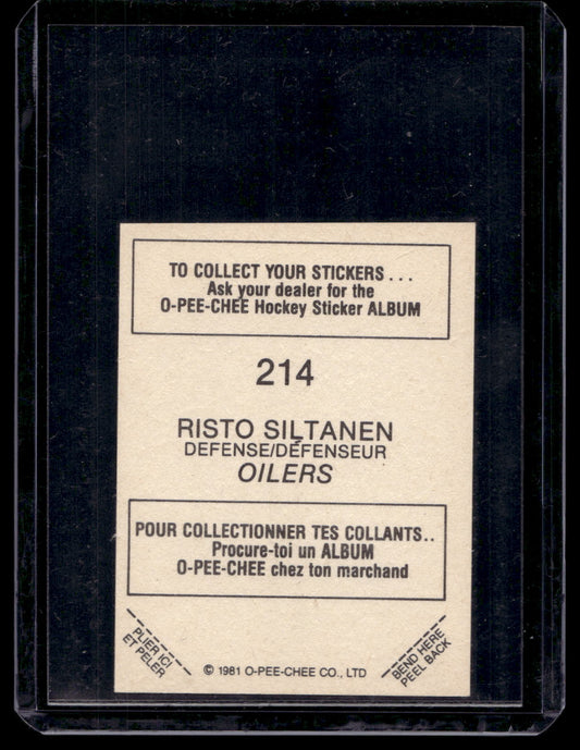 1981-82 O-Pee-Chee Album Stickers - Risto Siltanen #214