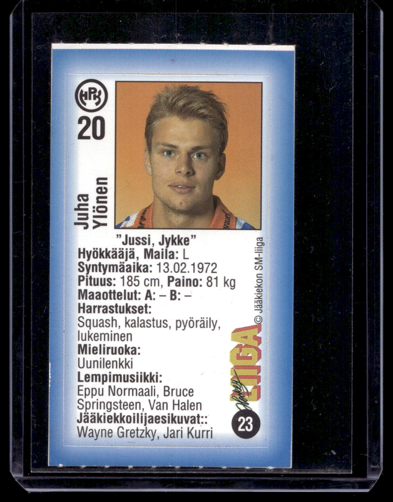 1992-93 JyväsHyvä HockeyLiiga - Juha Ylönen #23