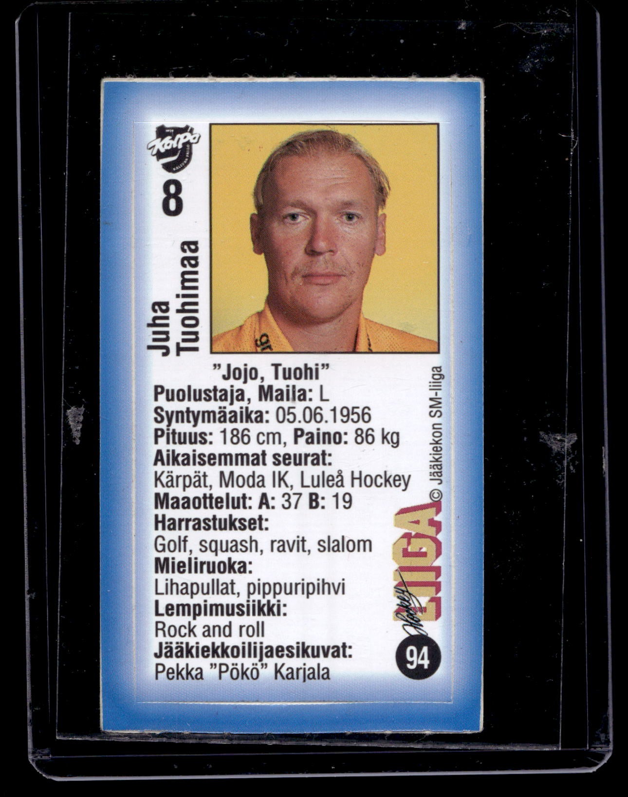 1992-93 JyväsHyvä HockeyLiiga - Juha Tuohimaa #94