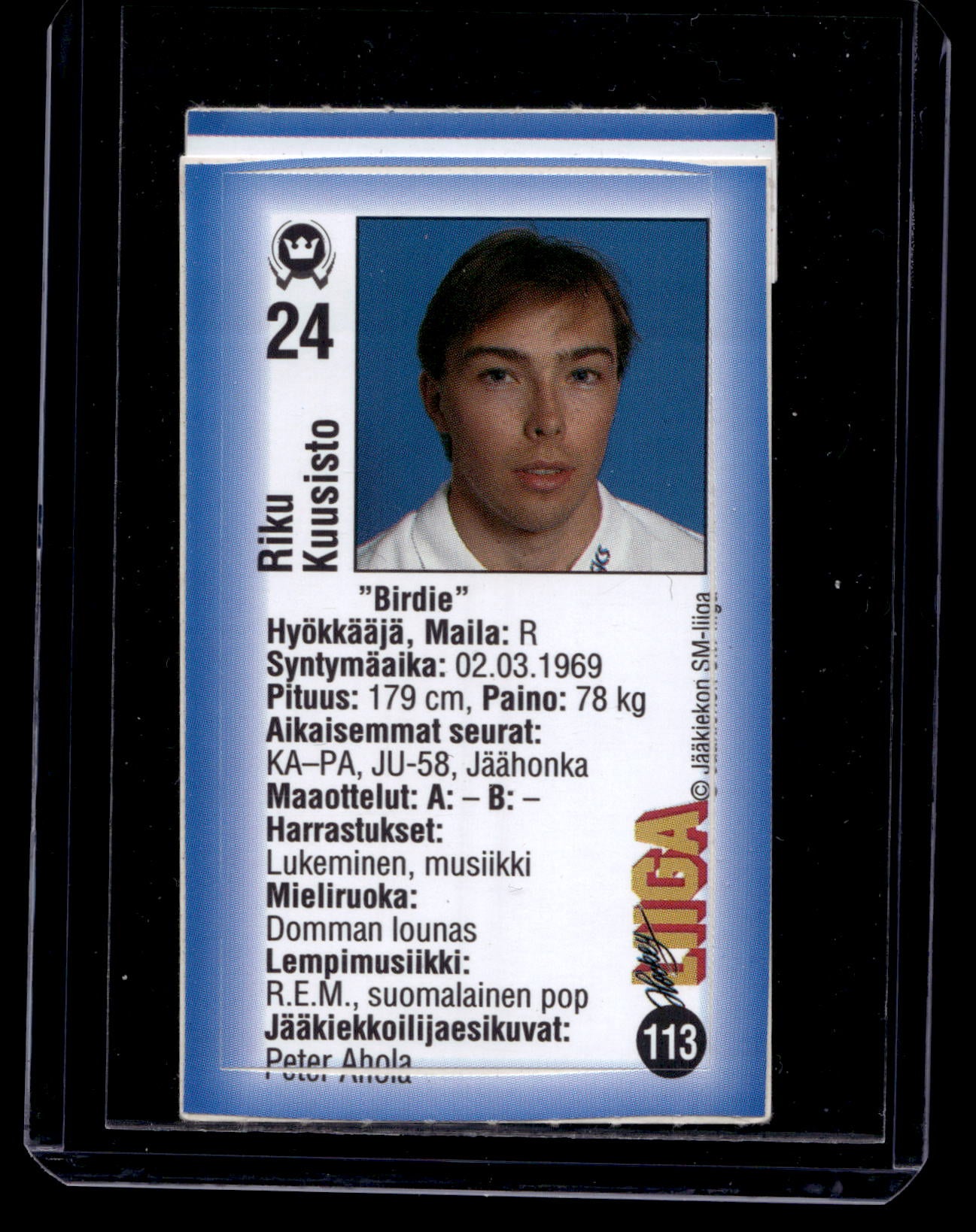 1992-93 JyväsHyvä HockeyLiiga - Riku Kuusisto #113