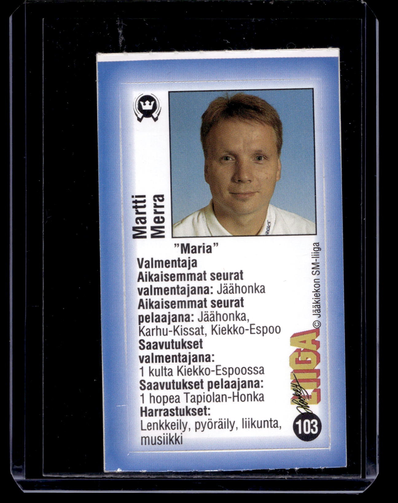 1992-93 JyväsHyvä HockeyLiiga - Martti Merra #103