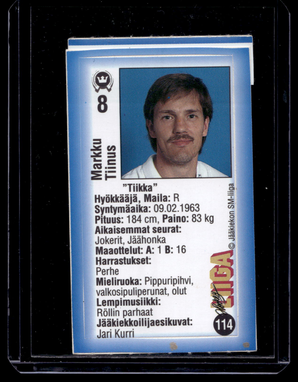 1992-93 JyväsHyvä HockeyLiiga - Markku Tiinus #114