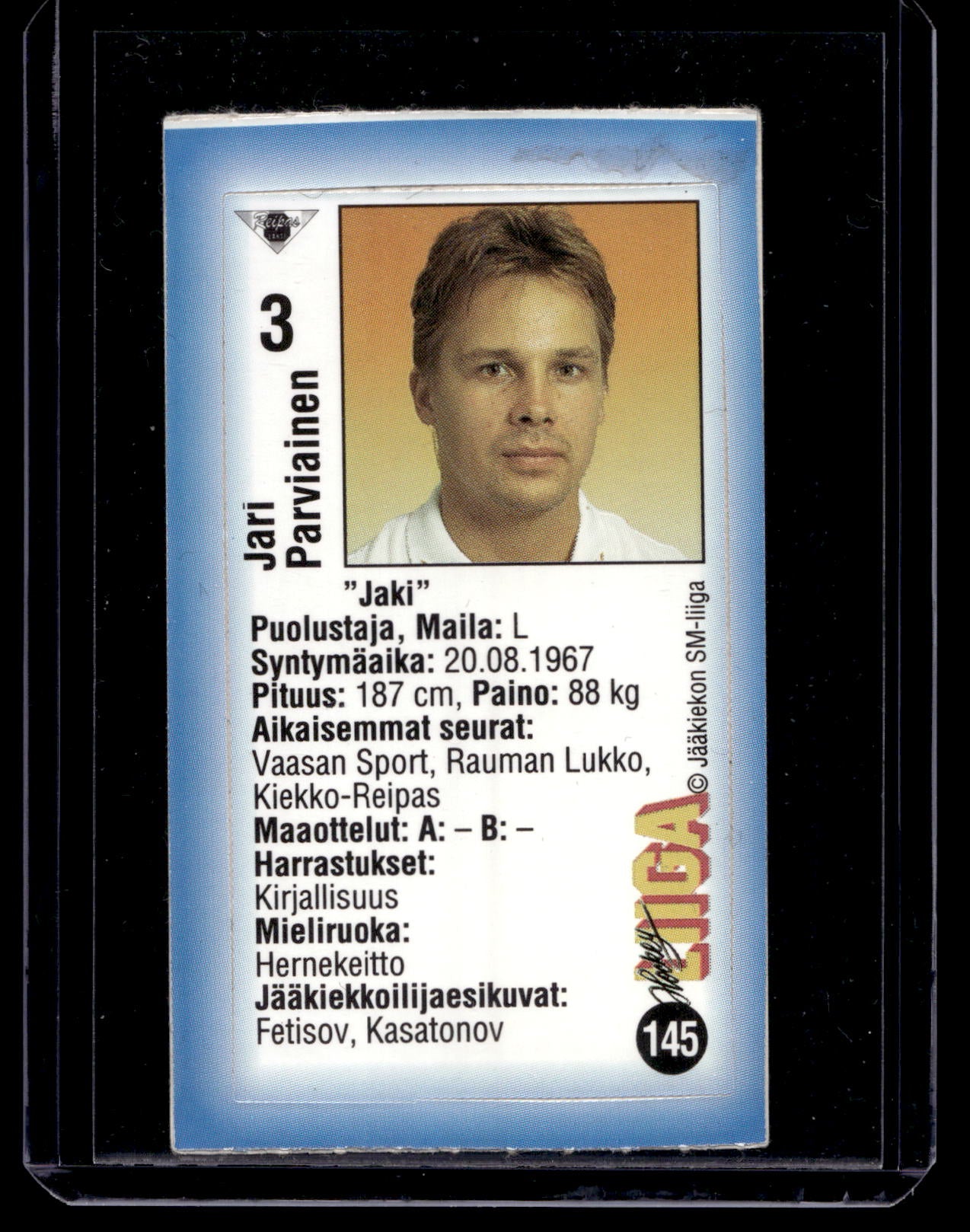1992-93 JyväsHyvä HockeyLiiga - Jari Parviainen #145