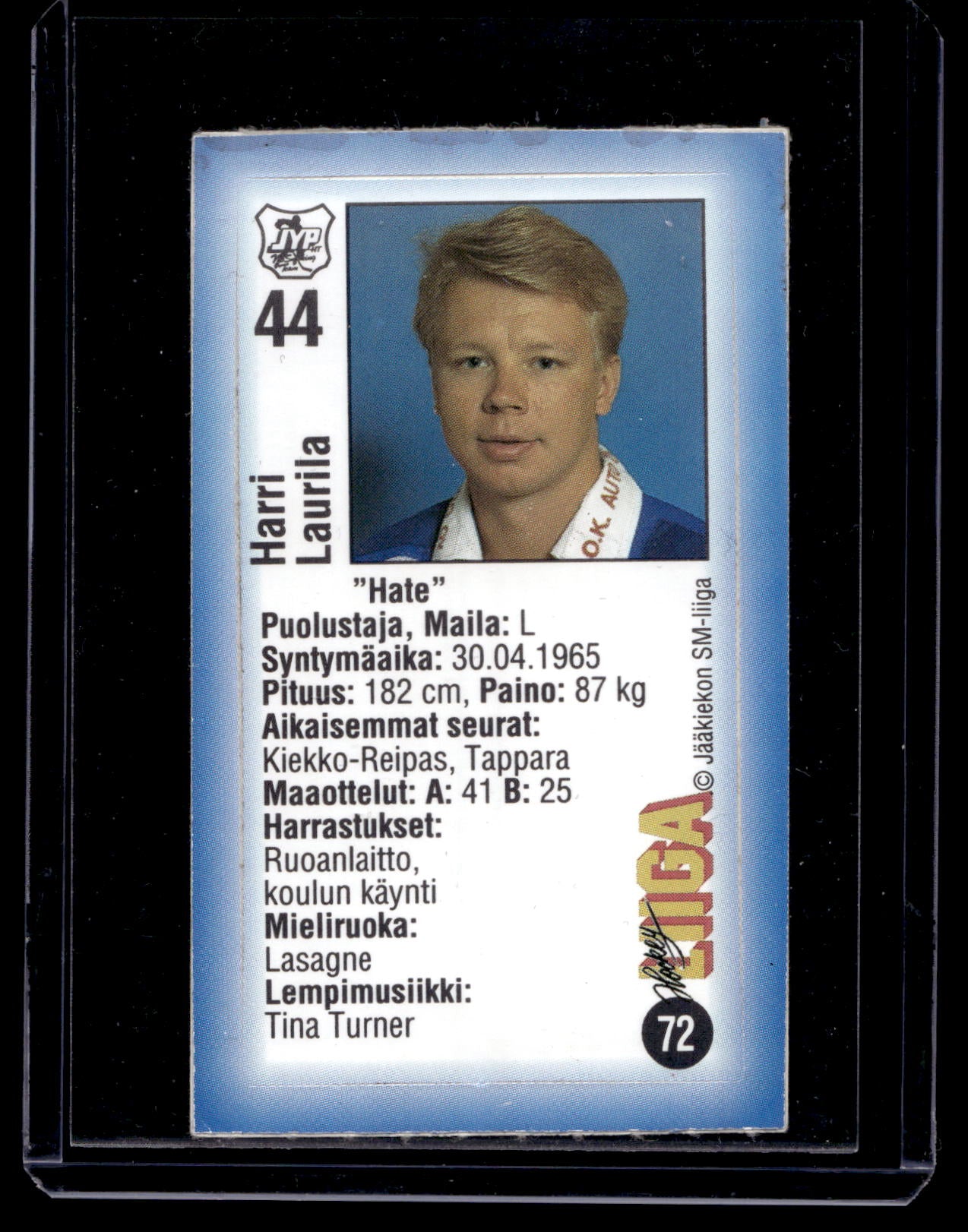 1992-93 JyväsHyvä HockeyLiiga - Harri Laurila #72