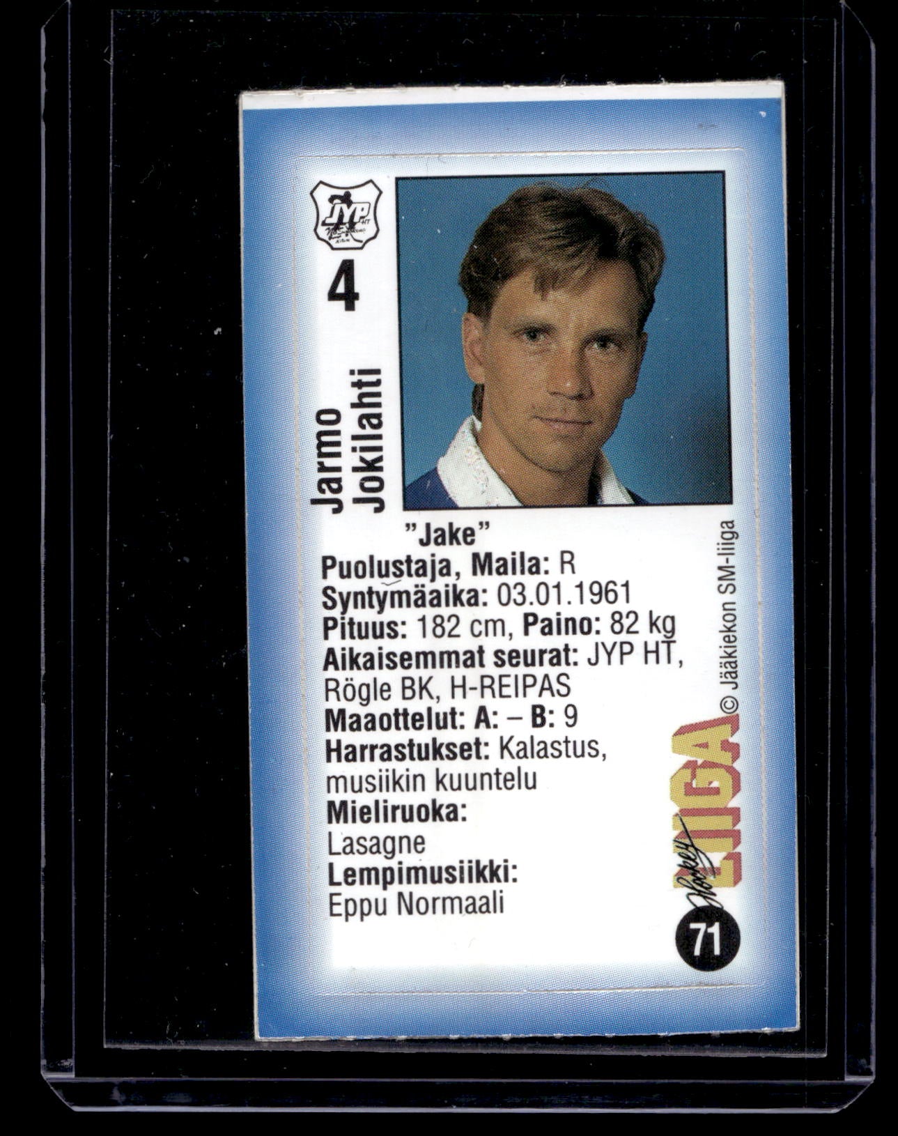 1992-93 JyväsHyvä HockeyLiiga - Jarmo Jokilahti #71