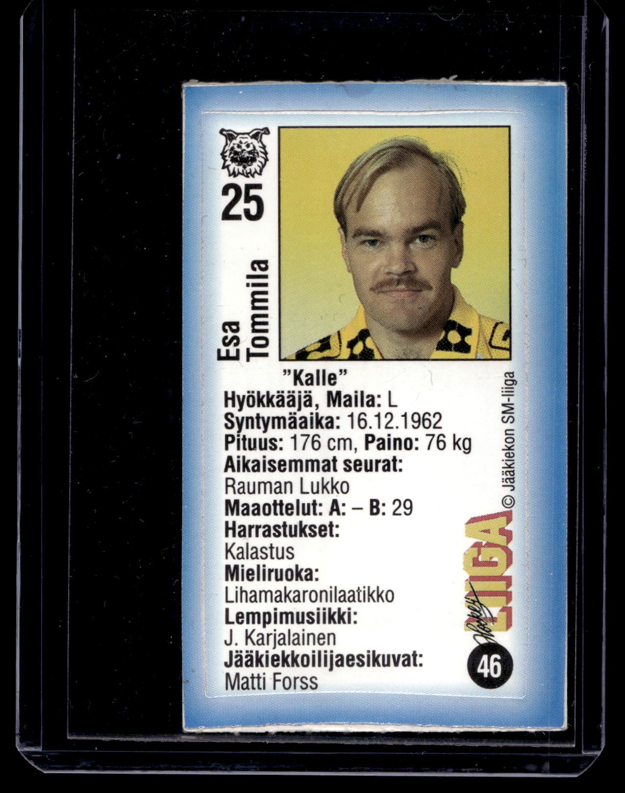 1992-93 JyväsHyvä HockeyLiiga - Esa Tommila #46