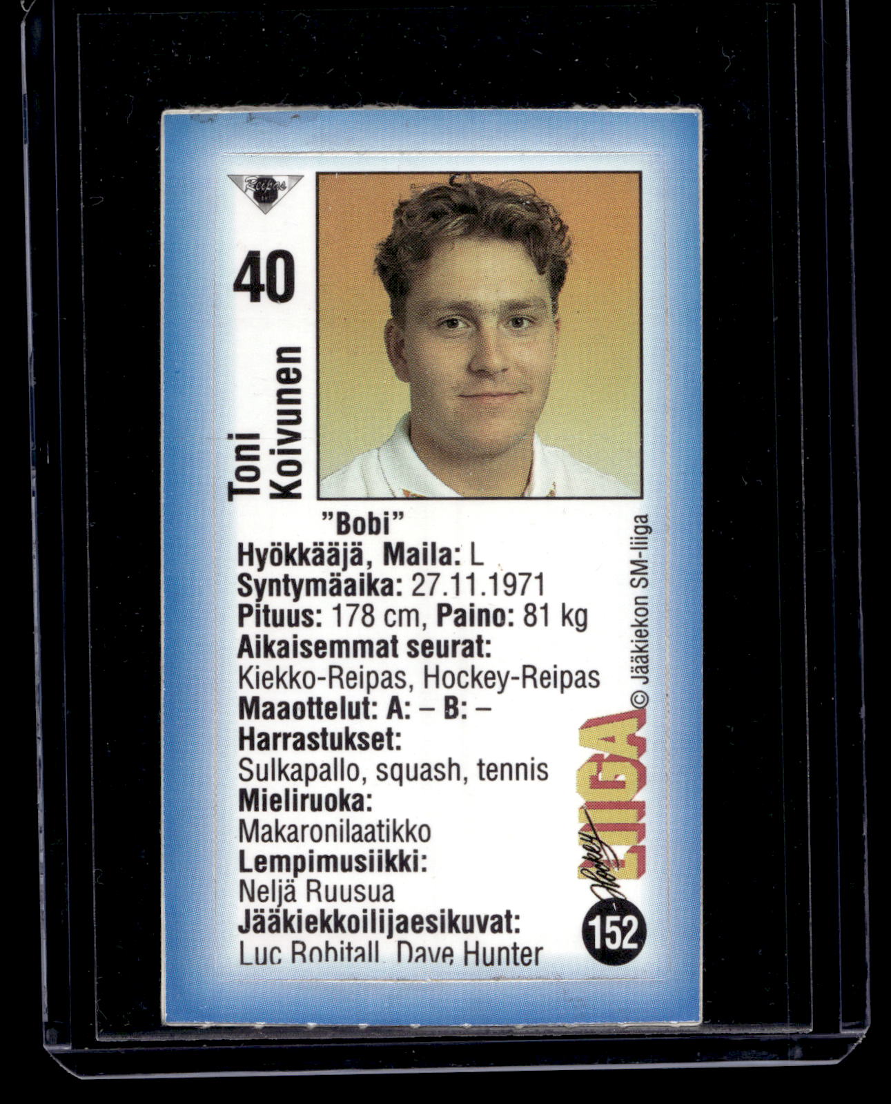 1992-93 JyväsHyvä HockeyLiiga - Timo Koivunen #152