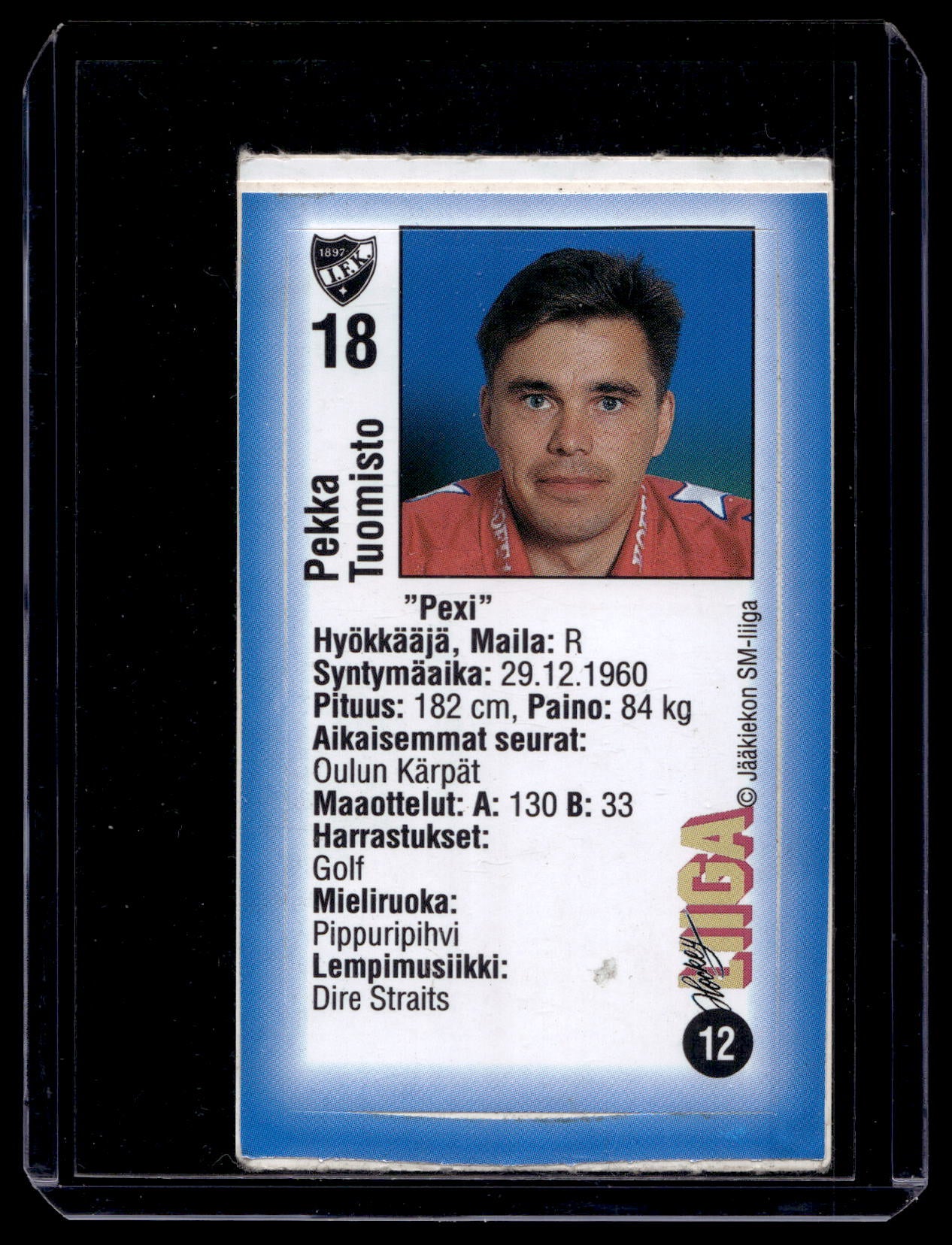 1992-93 JyväsHyvä HockeyLiiga - Pekka Tuomisto #12