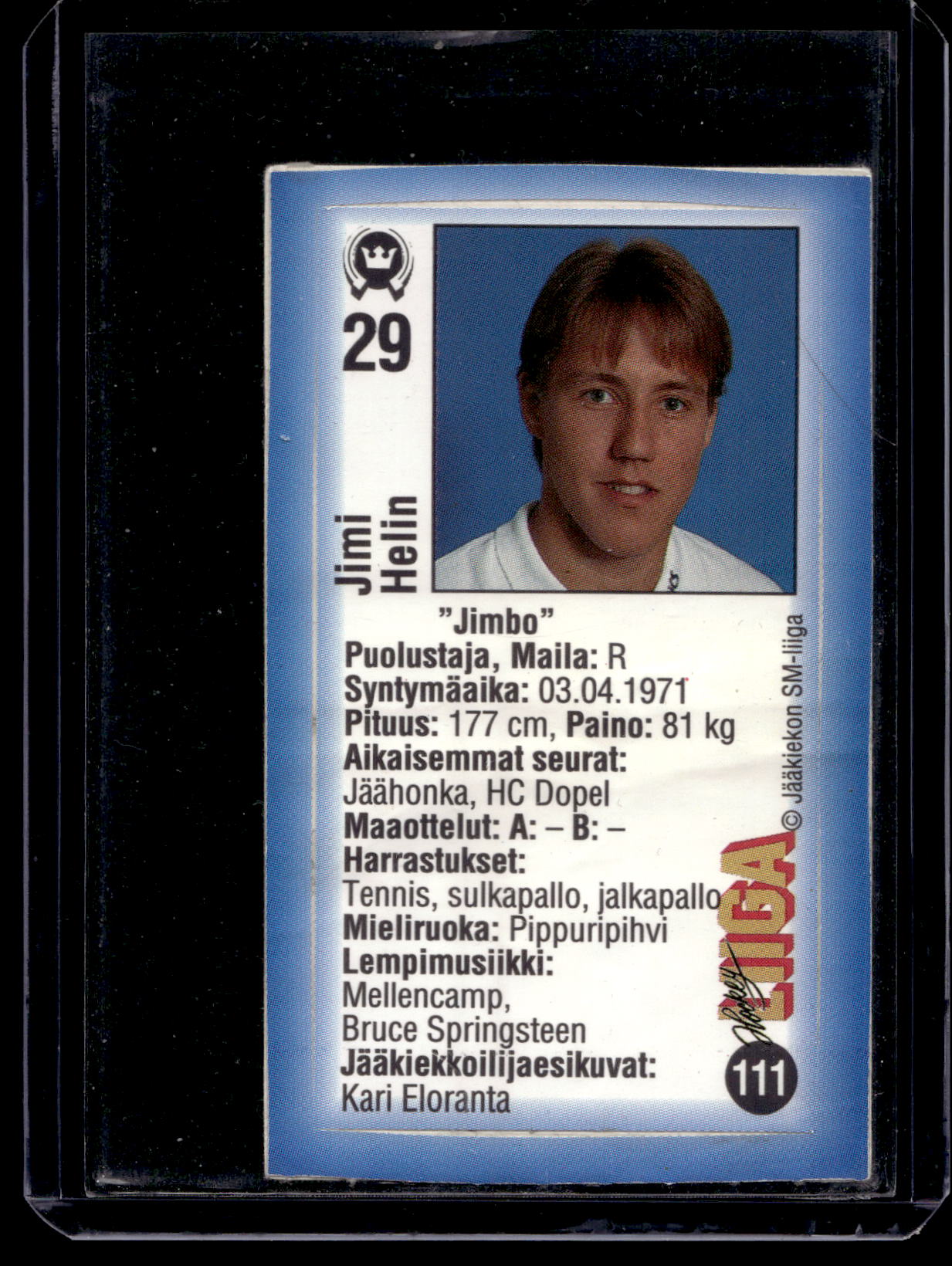 1992-93 JyväsHyvä HockeyLiiga - Jimi Helin #111