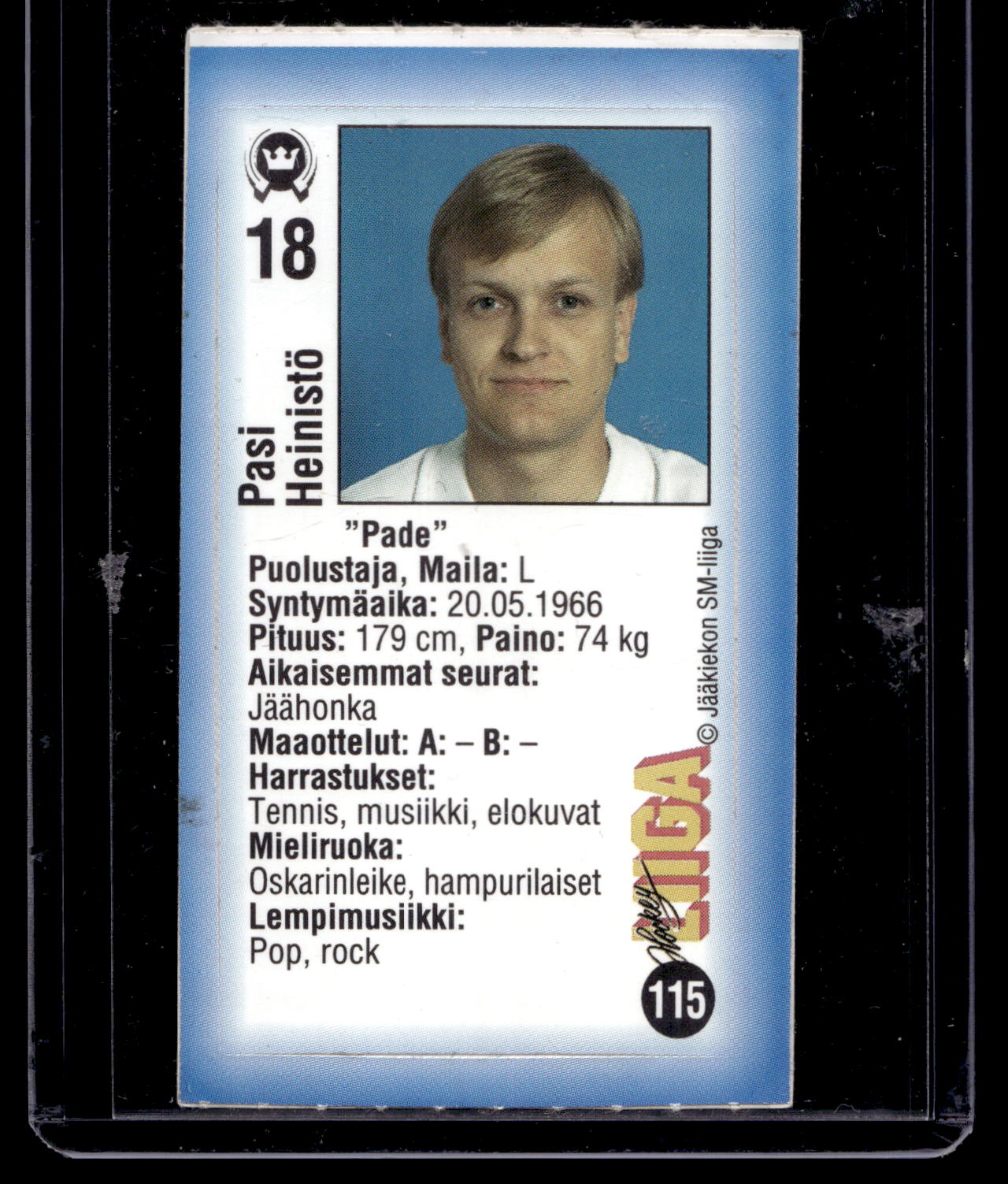 1992-93 JyväsHyvä HockeyLiiga - Pasi Heinistö #115