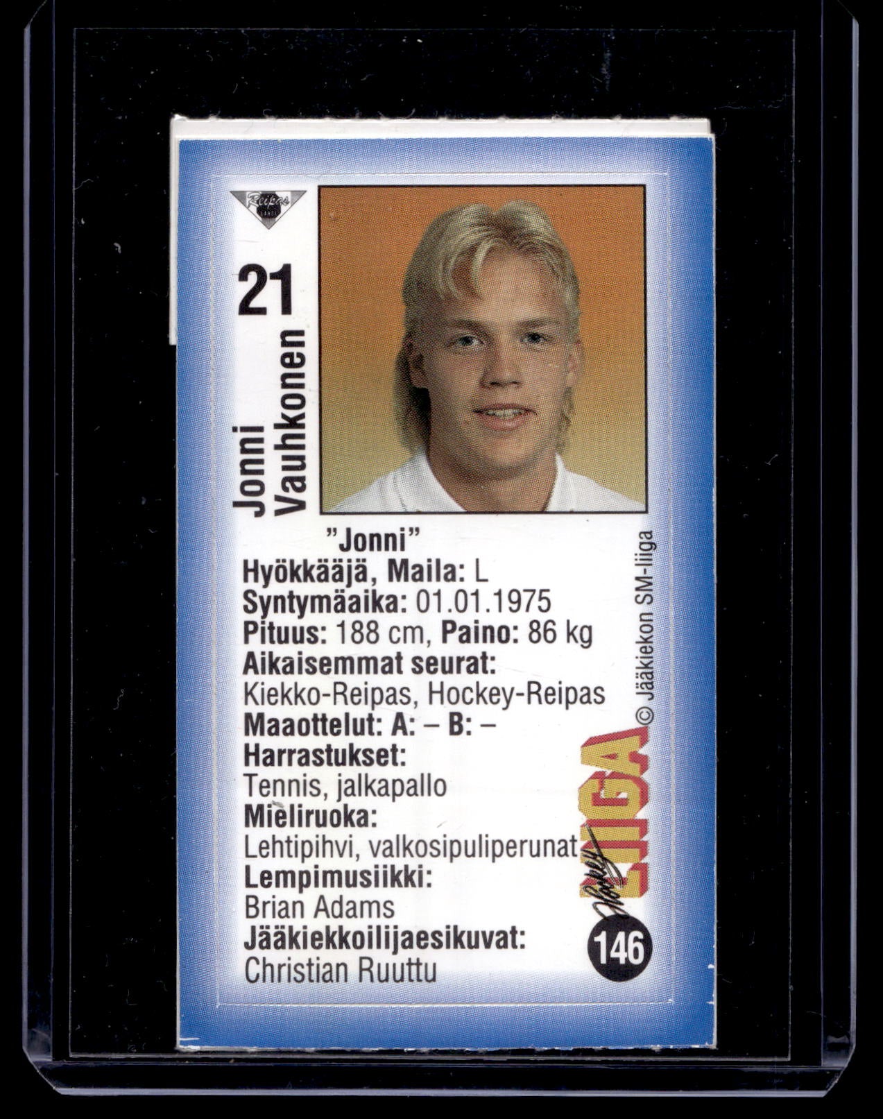 1992-93 JyväsHyvä HockeyLiiga - Jonni Vauhkonen #146
