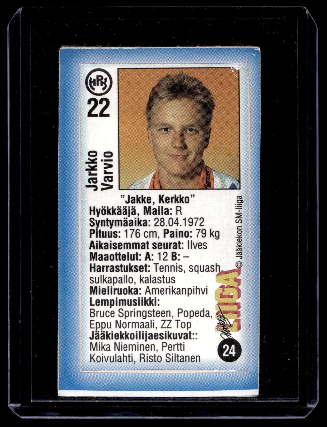 1992-93 JyväsHyvä HockeyLiiga - Jarkko Varvio #24