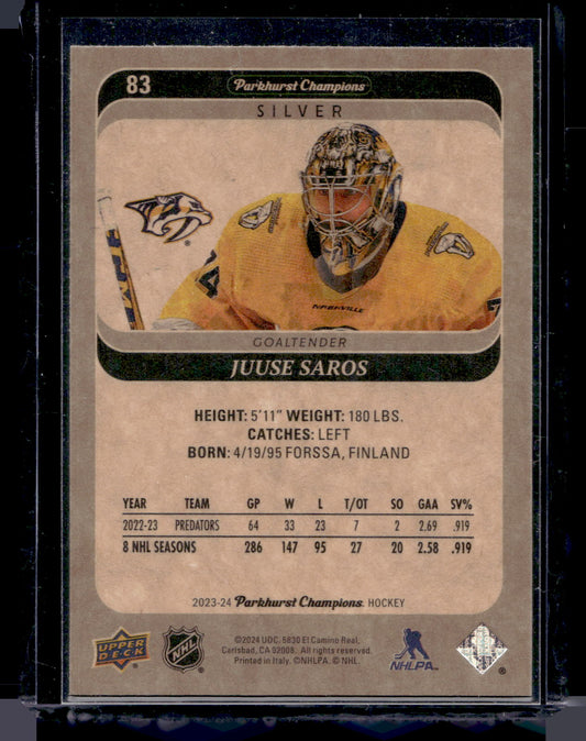 2023-24 Upper Deck Parkhurst Champions - Silver - Juuse Saros #83