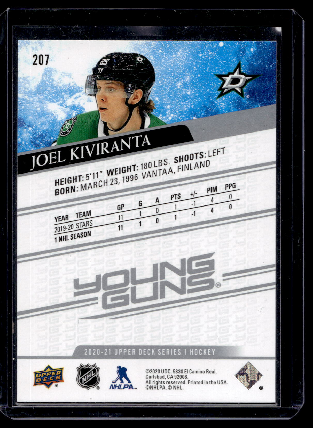 2020-21 Upper Deck Young Guns - Joel Kiviranta #207 RC