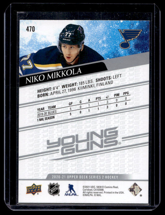2020-21 Upper Deck Young Guns - Niko Mikkola #470 RC