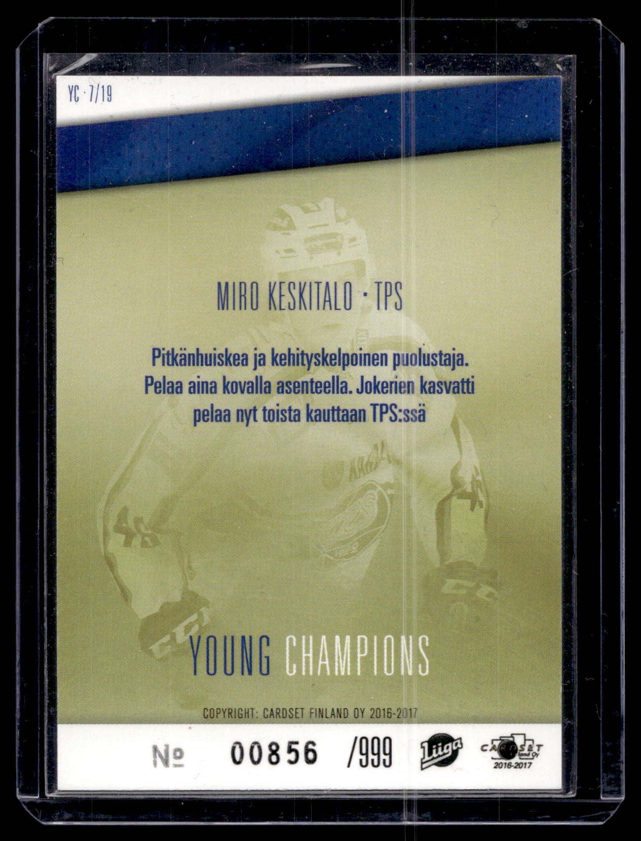 2016-17 Cardset - Young Champions - Miro Keskitalo #YC7 /999