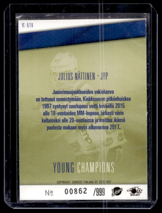 2016-17 Cardset - Young Champions - Julius Nättinen #YC9 /999
