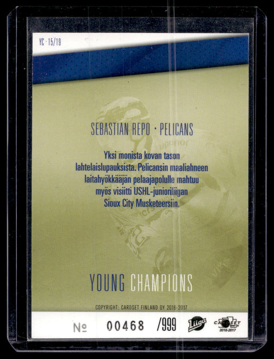 2016-17 Cardset - Young Champions - Sebastian Repo #YC15 /999