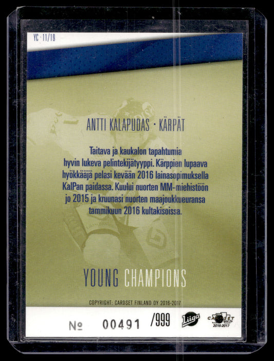 2016-17 Cardset - Young Champions - Antti Kalapudas #YC11 /999