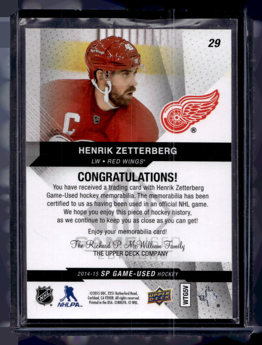 2014-15 Upper Deck SP Game Used - Gold Jerseys - Henrik Zetterberg #29