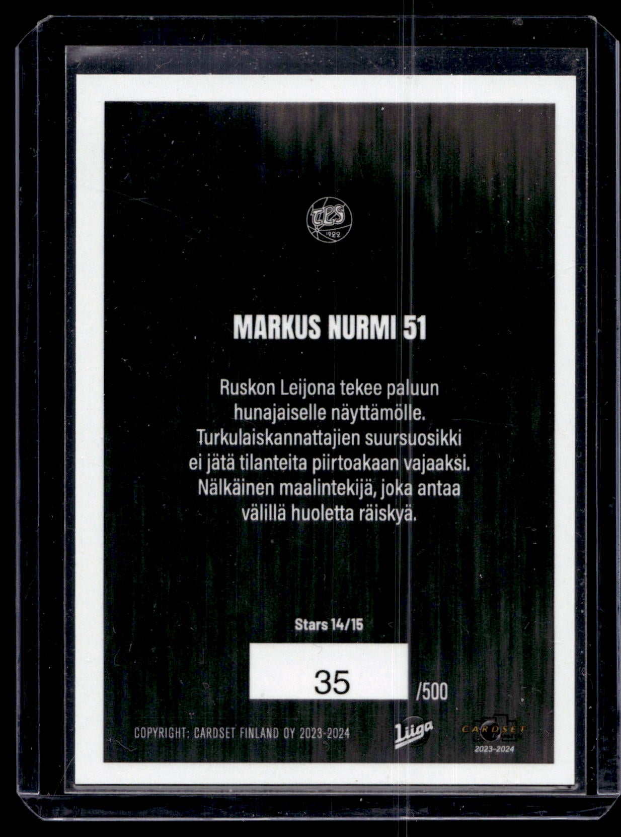 2023-24 Cardset - Stars Blue - Markus Nurmi #Stars14 /500