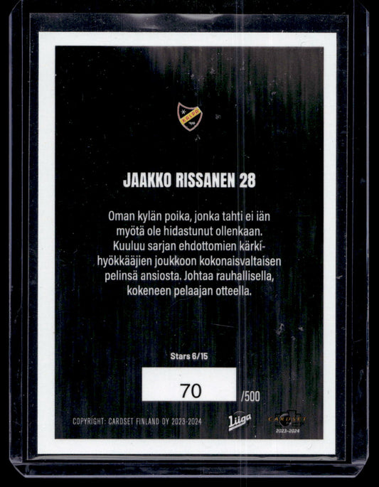 2023-24 Cardset - Stars Blue - Jaakko Rissanen #Stars6 /500