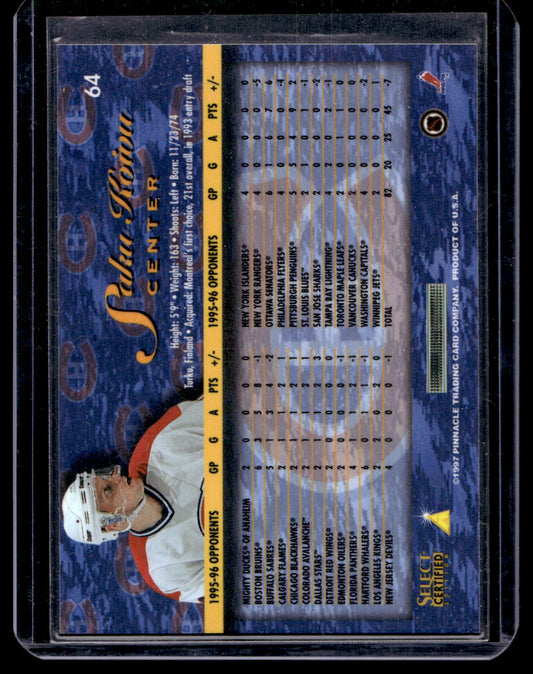1996-97 Select Certified - Saku Koivu #64