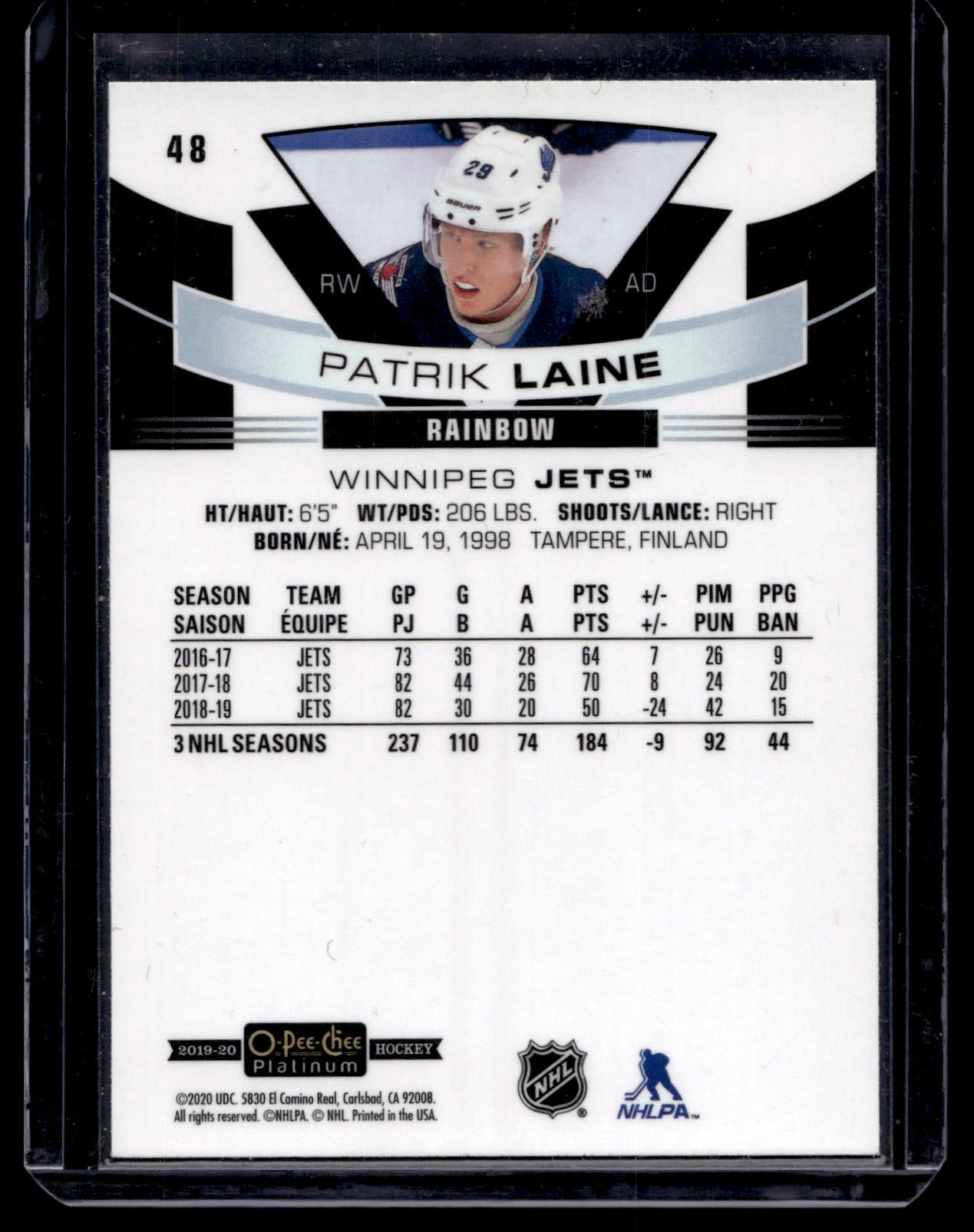 2019-20 Upper Deck OPC Platinum - Rainbow - Patrik Laine #48