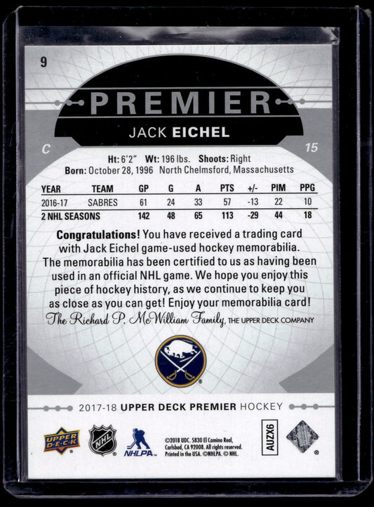 2017-18 Upper Deck Premier - Jerseys - Jack Eichel #9