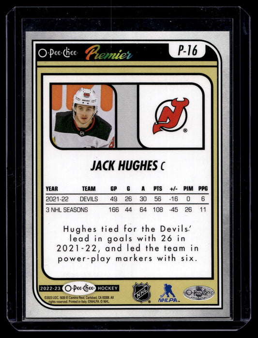 2022-23 O-Pee-Chee - Premier - Jack Hughes #P-16