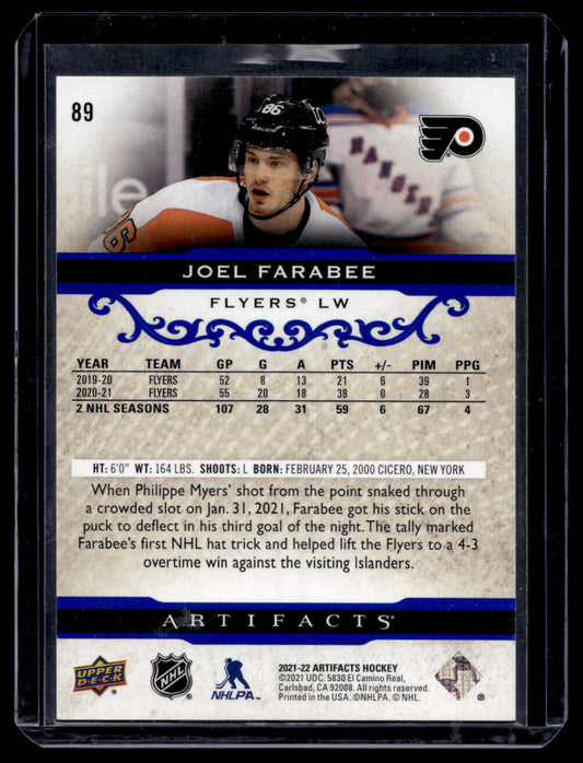 2021-22 Upper Deck Artifacts - Royal Blue - Joel Farabee #89 /199