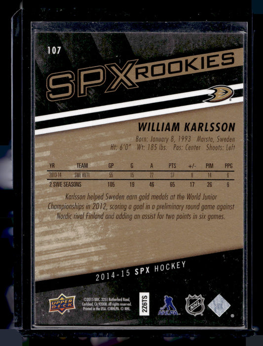 2014-15 Upper Deck SPx - Foil Rookies - William Karlsson #107 RC