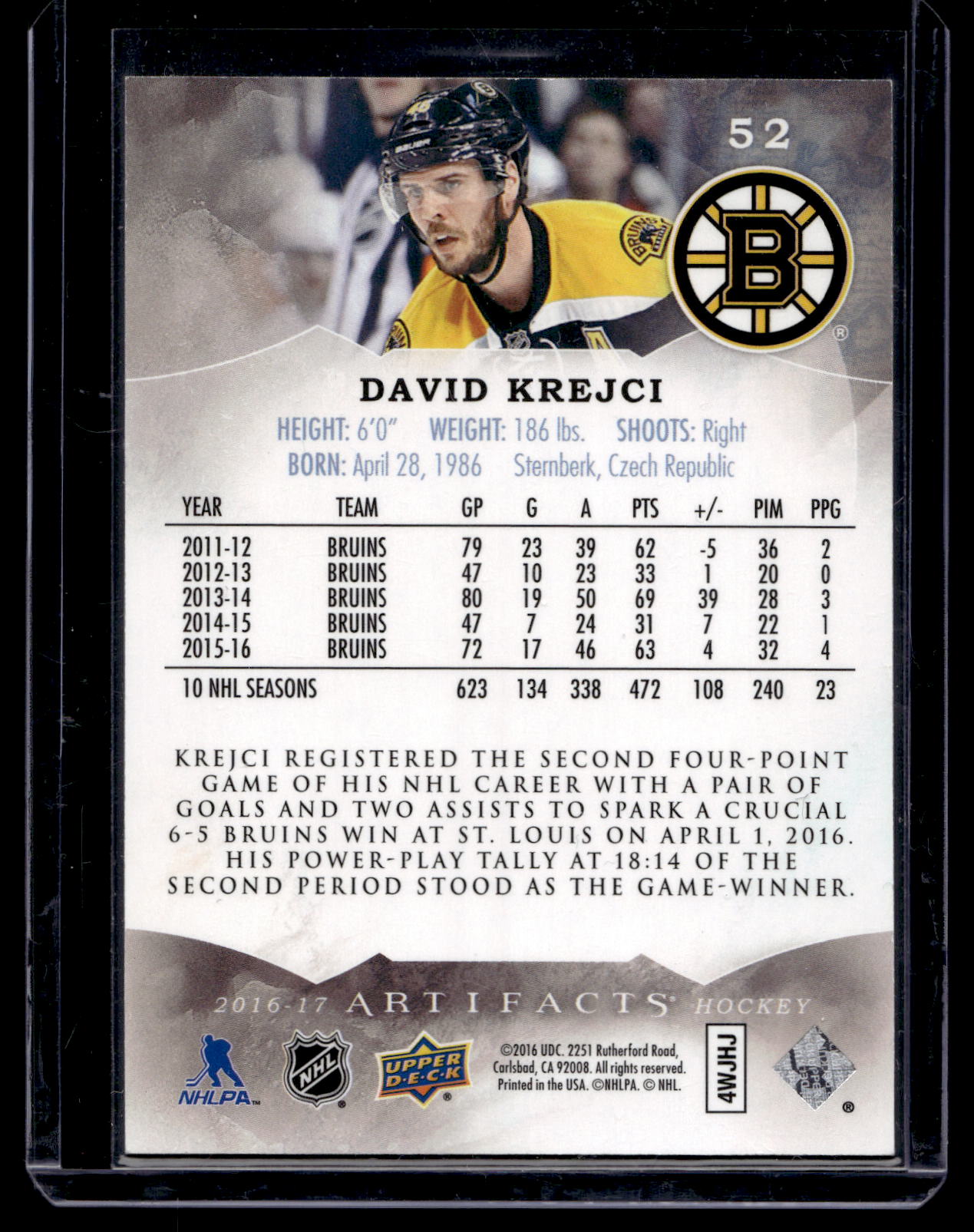 2016-17 Upper Deck Artifacts - Ruby - David Krejci #52 /299