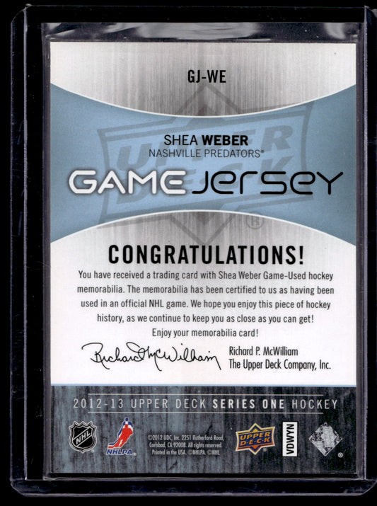 2012-13 Upper Deck - Game Jersey - Shea Weber #GJ-WE
