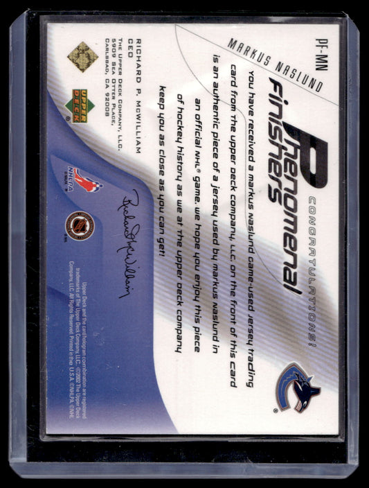 2001-02 Upper Deck - Phenomenal Finishers - Markus Naslund #PF-MN