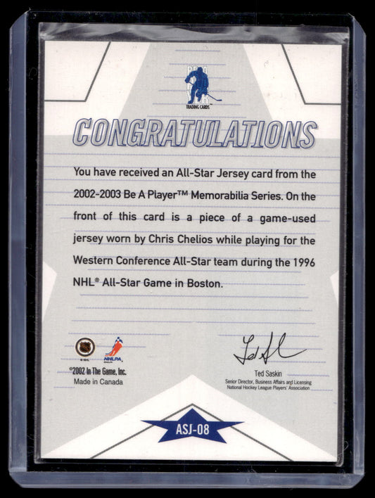 2002-03 In the Game Be A Player Memorabilia - All-Star Jerseys - Chris Chelios #ASJ-08