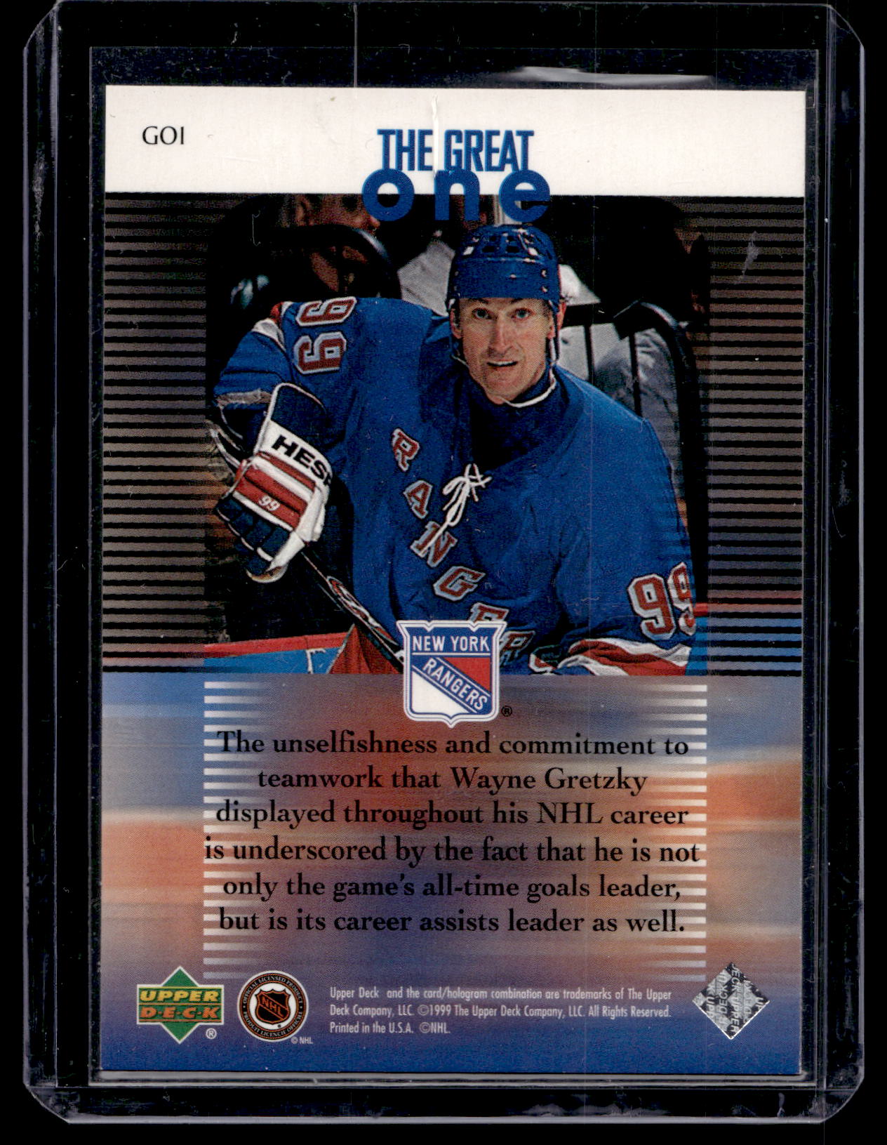 1999 Upper Deck Gretzky Living Legend - The Great One - Wayne Gretzky #GO1