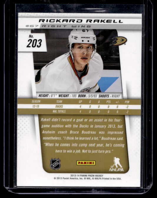 2013-14 Panini Prizm -  Rickard Rakell #203 RC